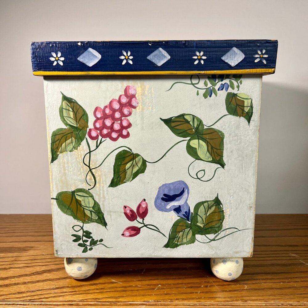 Vintage Artisan Painted Large Wood Stacking/Nesting Box